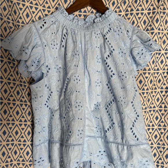 Tops - Light Blue Eyelet Women's Top